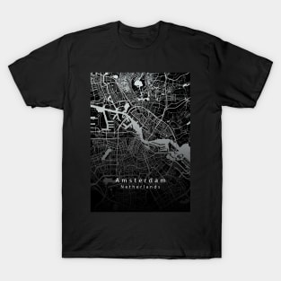 Amsterdam Netherlands City Map dark T-Shirt